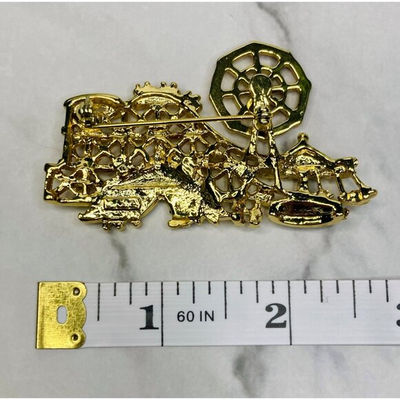 Vintage Gold-Tone AJC Articulated Carnival Ferris Wheel Brooch -318 - Picture 5 of 6